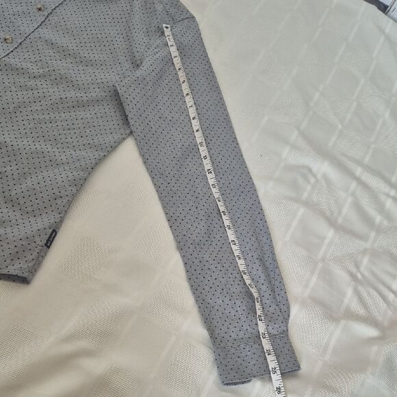 Ben Sherman Soho Slim Fit Charcoal Polka Dot Button Down Shirt - Picture 11 of 16